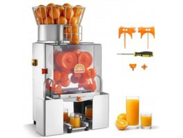 VEVOR Gewerbliche Orangenpresse Edelstahl Zitruspresse 120 W PC-Abdeckung, Saftpresse für bis zu 20 Orangen pro Minute, Entsafter für Zitronen Zitrusfrüchte Granatäpfel mit 2 Schalenbehältern