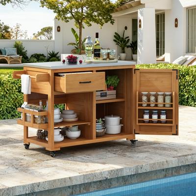 toswini 43.3-Inch Outdoor Kitchen Island with Stainless Steel Top, Gas Tank Storage and Drawer