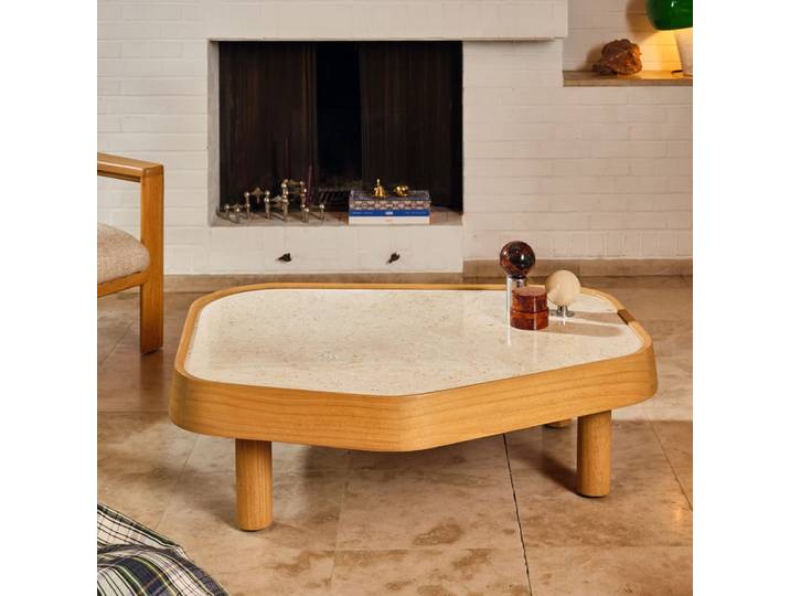 Table basse en mindi naturel organique l115