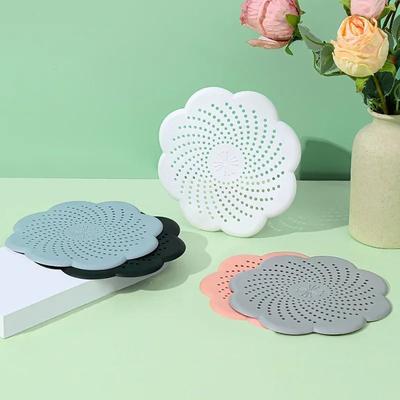 Uplifted Goods Flower Shape Silicone Floor Drain Cover blue 1pc