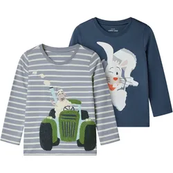 Tchibo - 2 Kinder-Langarmshirts mit Applikation - Jungen - Gr. 110/116 - dunkelblau
