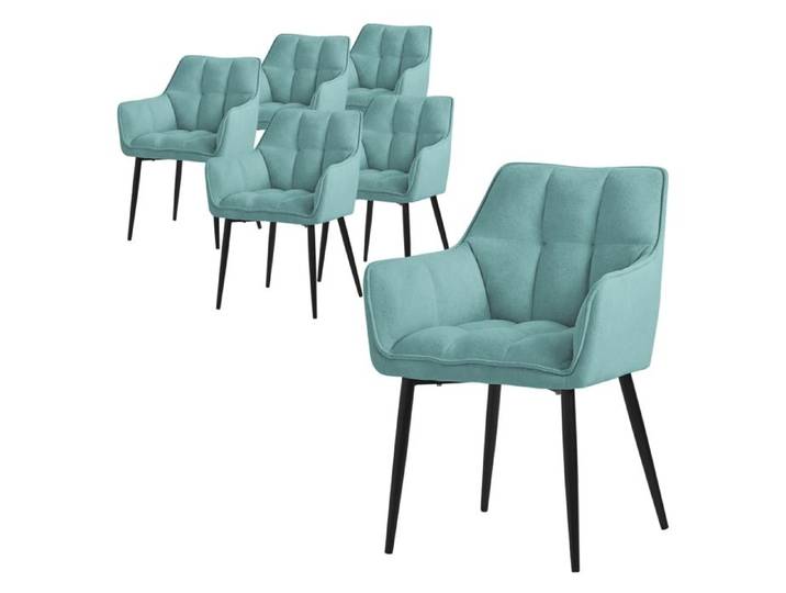 ML-Design 6x Chaises Salle à Manger en Tissu Éponge Pétrole Chaise Cuisine Assise Rembourrée Fauteuil Ergonomique Design Élégant