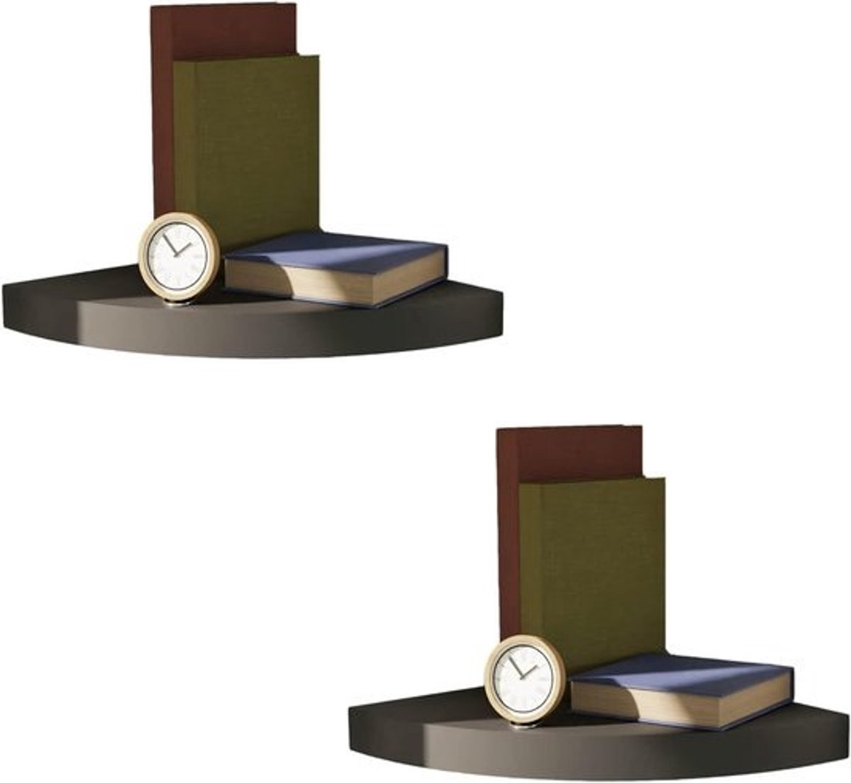 Zwarte MDF-hoekplank - 30 x 30 cm - Zwevende wandplank voor boeken en decoratie