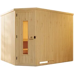 Weka Elementsauna Varberg 4 Familiensauna - 68 mm Massivholztür u. Glaseinsatz
