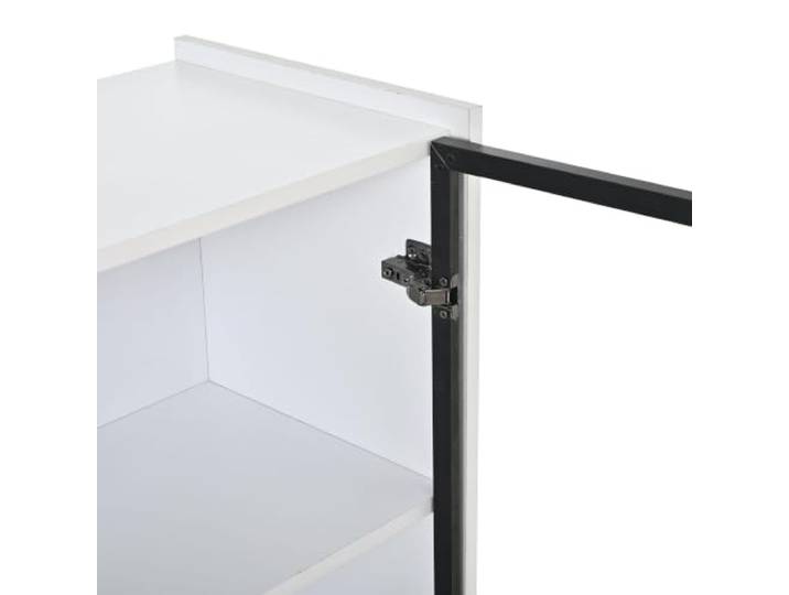 LED Vitrine 120x80x35 cm Matt Weiß Glas mit Beleuchtung Mattweiß, 120 x 80 x 35 cm, Spanplatte und Sicherheitsglas, LED-Beleuchtung per App steuerbar, USB-Stromversorgung