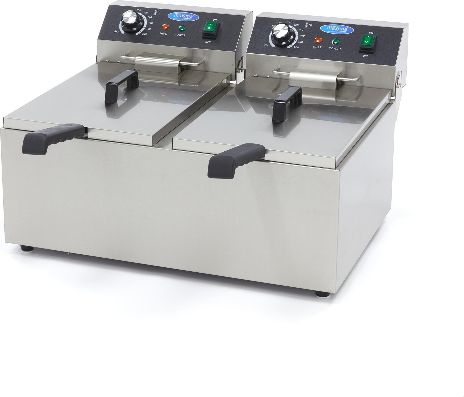 Maxima - Gastro Fritteuse - 2 x 11 l - 2 Körbe - Bis zu 2,8 kg Pommes Frites