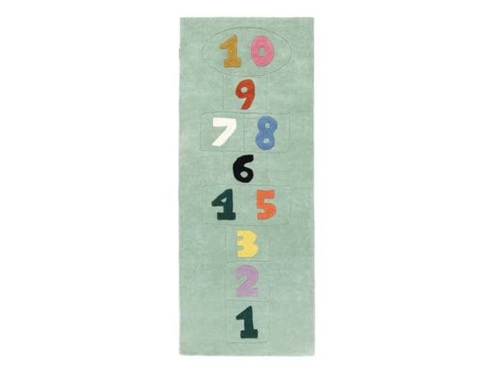 RugVista Hopscotch Lane Kinderteppich, 80 x 200 cm, Grün/Multi Moderne, Kinder, Rechteckig, Niedriger Stapel, Nur chemische Reinigung, Oeko-Tex 100, Ohne gefährliche Chemikalien