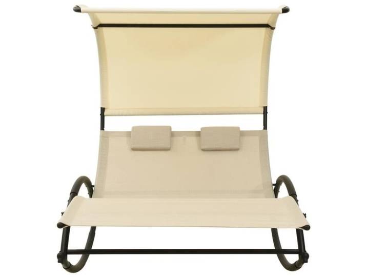 BET Chaise longue double avec auvent Textilène Crème BET9306191949472