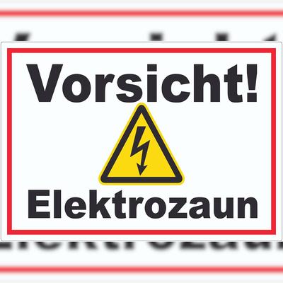 HB-Druck Vorsicht Elektrozaun Weidezaun Aufkleber A4 (210x297mm)