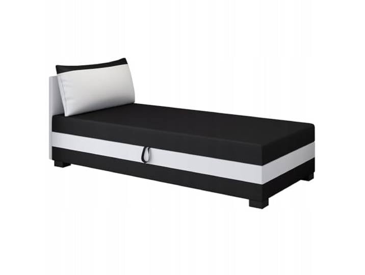 TAPCZANY24 - Boxspringbett Ilia 90x200 cm mit Schaumstoff Matratze Bett mit Matratze, Polsterbett mit Bettkasten, Gepolstertes Einzel Bett, Schlafsofa - Schwarzweiß