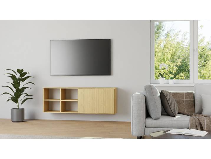 Hängesideboard aus Esche Esche Natur geölt