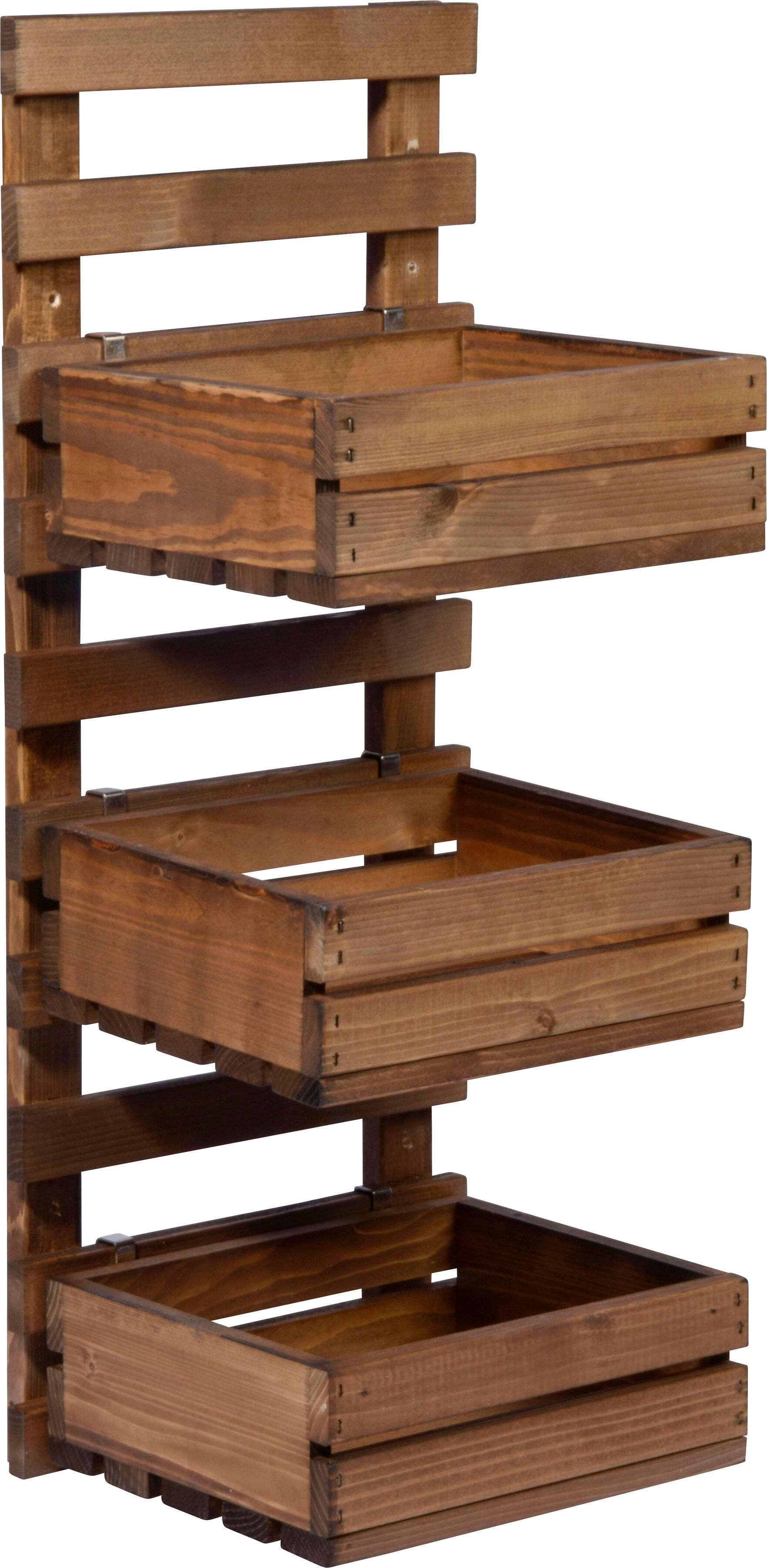 Wandregal DOBAR, braun, B:26,5cm H:74,5cm T:29,5cm, Holzwerkstoff, Regale, Wandregal, flexibles 3-stufiges Wandregal, Braun braun B/H/T: 26,5cm x 74,5cm x 29,5cm