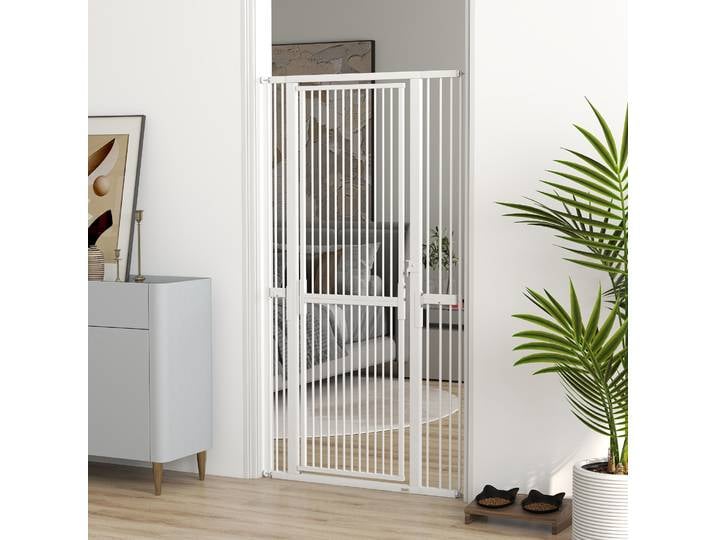 PawHut Barrière Extensible 76-104cm pour Chiens et Chats Blanc