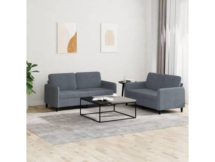 HEFZGDB 2-TLG. Sofagarnitur Dunkelgrau Samt mit robustem Metallgestell und weichen Sitzflächen, strapazierfähige Polsterung und stabile Konstruktion, ideal