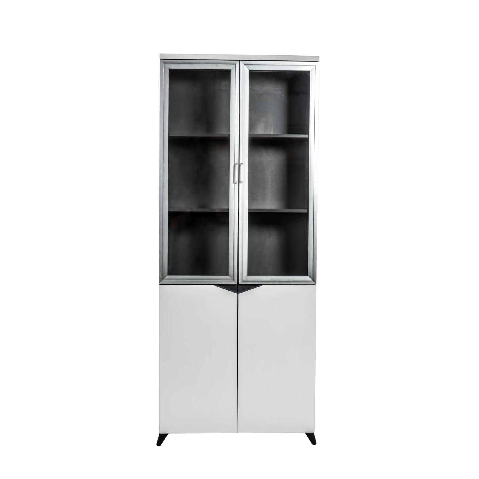 Büromöbel Büro Schrank Aktenschrank CARLO schwarz-weiß 80x40x200 cm Büro Homeoffice Arbeitszimmer