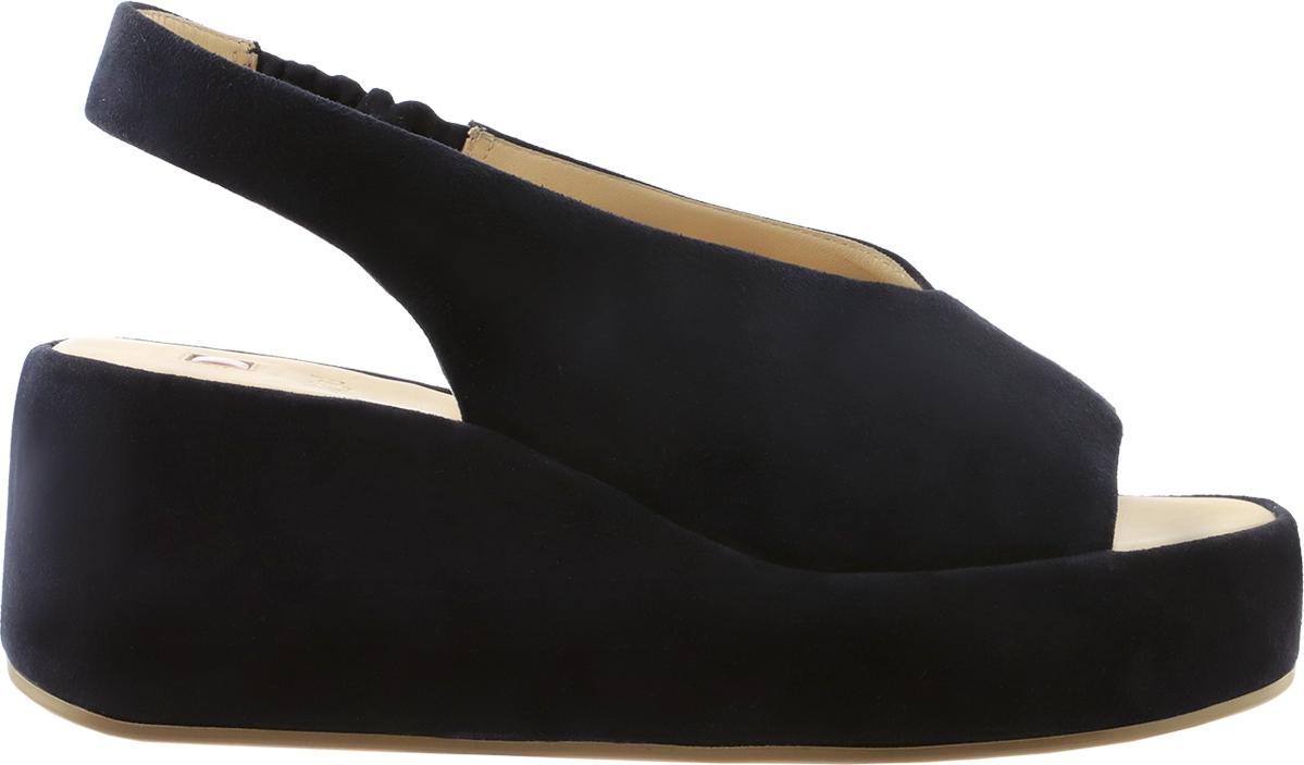 Högl Mimi Sandalette aus blauem Veloursleder mit Plateau-Absatz und offener Spitze