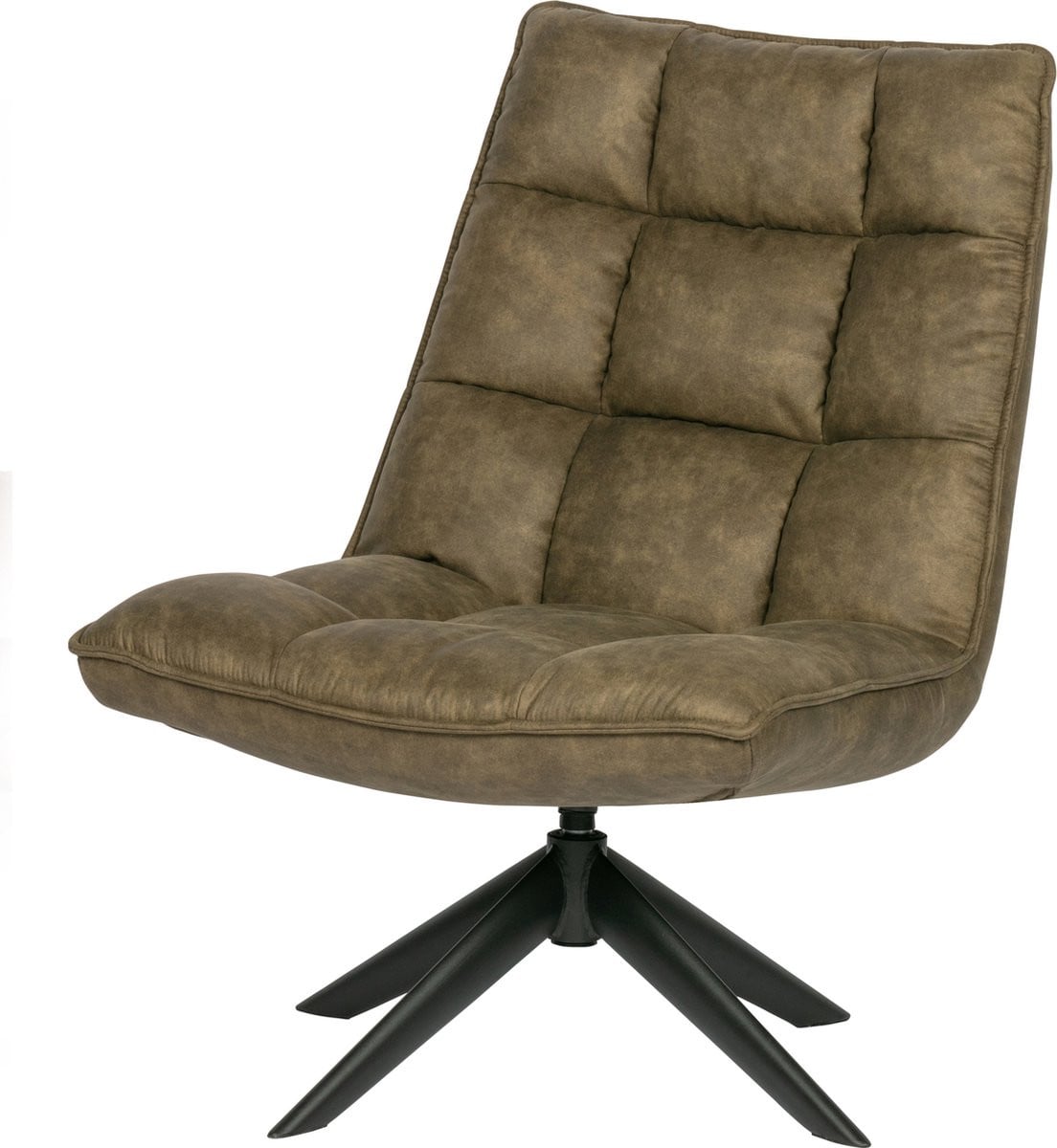WOOOD Jouke Draaifauteuil - Kunstleer - Groen - B/D/H: 97 x 70 x 85 cm