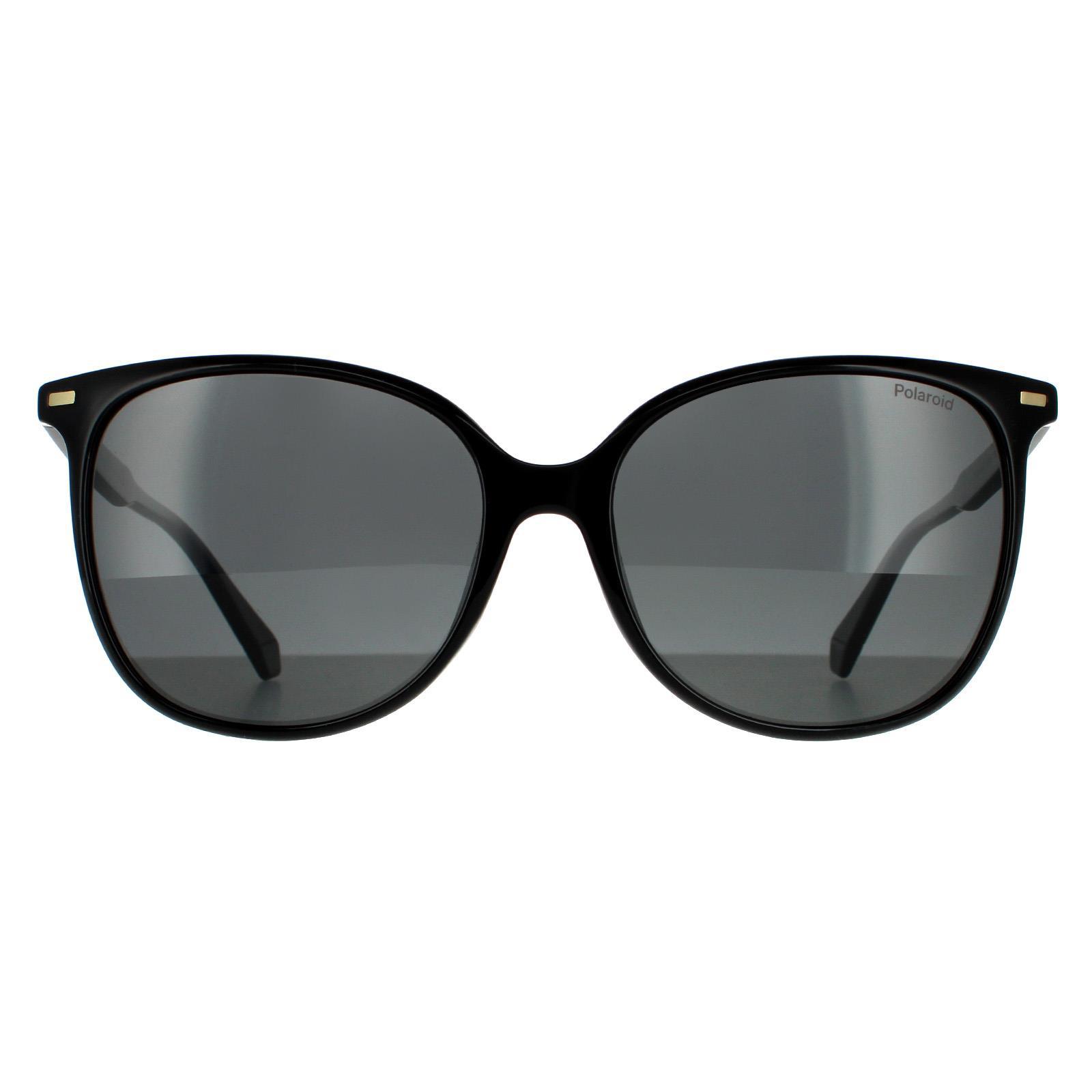 Polaroid Cat Eye Womens Schwarz Grau Polarisierte Sonnenbrille