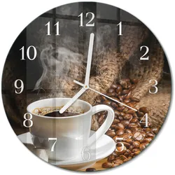 WANDUHR aus Glas Ø30 cm - Kaffee
