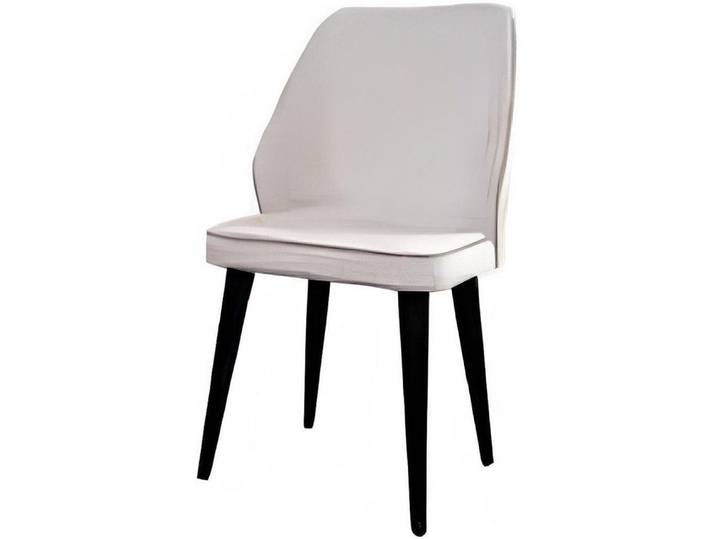 Xlmoebel Polsterstuhl Weißer Polsterstuhl mit Holzfüßen für elegantes Ambiente (1 St), Hergestellt in Europa