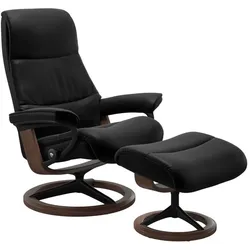 Stressless Sessel mit Hocker View Signature Leder Schwarz Batick Black S (Small)