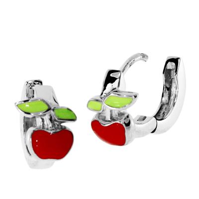 Klappcreolen OSTSEE-SCHMUCK "- Apfel - Silber 925/000 -" Gr. 13, silber (silber 925, silberfarben, weiß), Ohrringe, Damen, 13, Klappcreolen