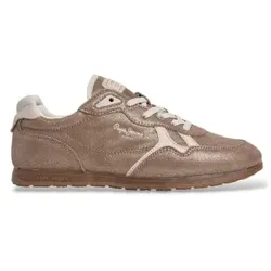 Pepe Jeans für Damen. PLS300033 Daze Shine goldene Sneaker aus Leder (36), Wohnung, Spaltleder, Schnürsenkel, Lässig