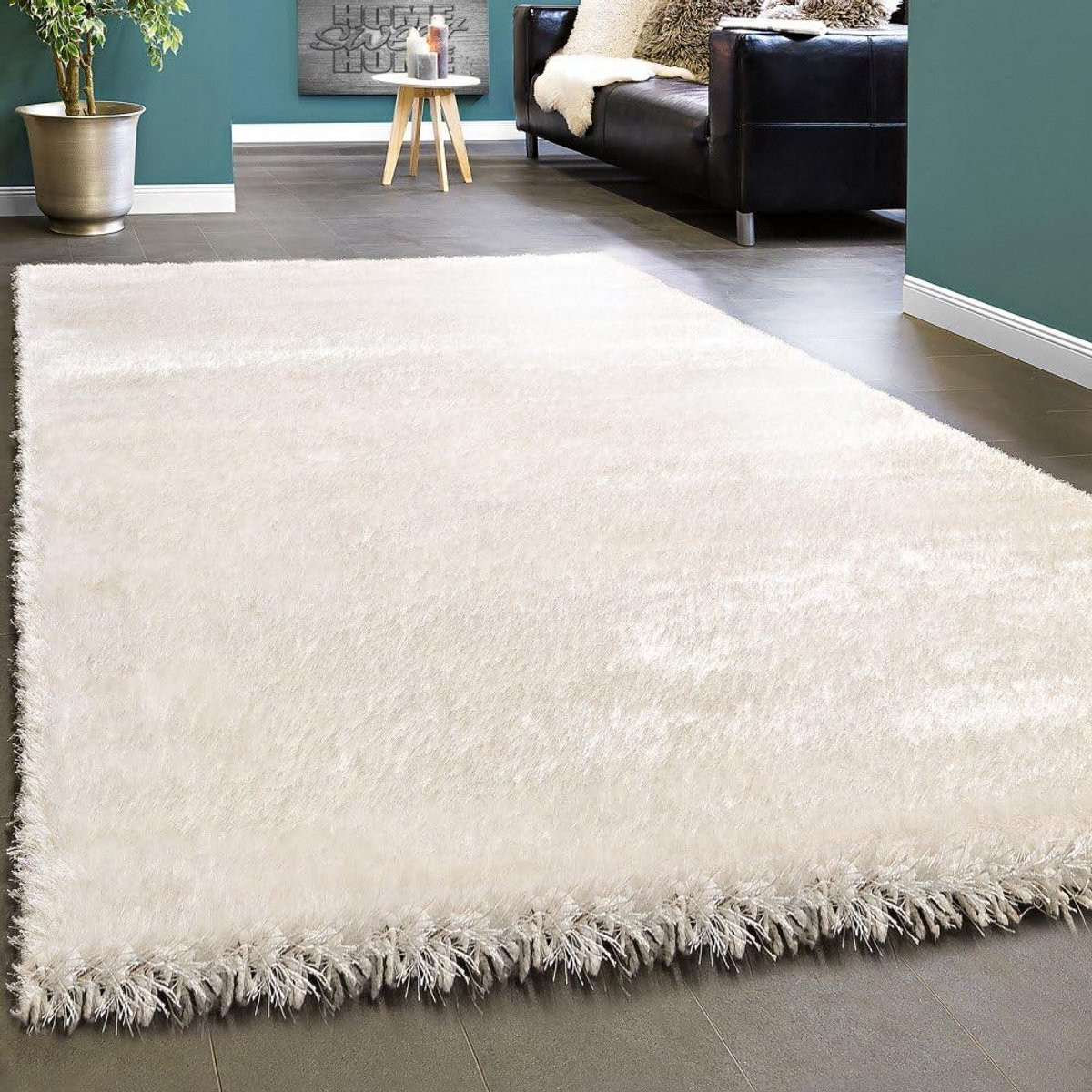 Luxe Shaggy Hoogpolig Vloerkleed Wit - Zacht en Fluffy Polyester Vloerkleed