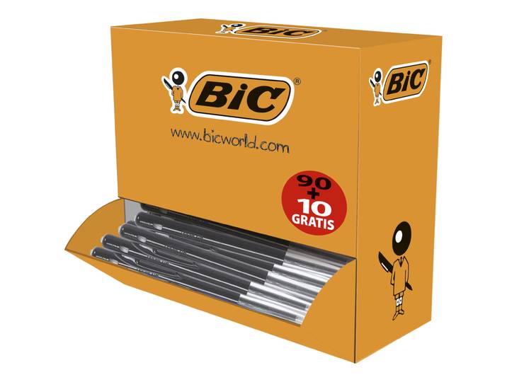 BIC M10 Original Stylo bille rétractable - pointe moyenne 1 mm - Noir - Pack de 90 + 10 OFFERTS