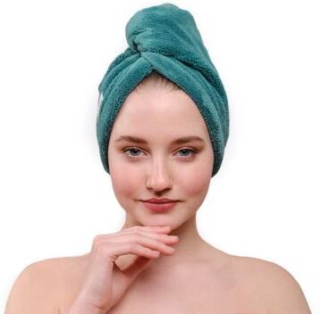 American Soft Linen Hair Drying Towel, Towel Cap with Button