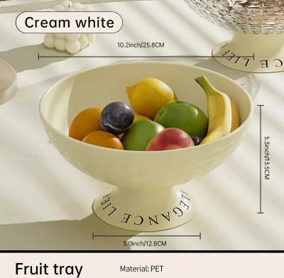 Inspire Daily Merch Light Luxury Celebrity Fruit Dish Coffee Table Candy Snack Tray For Home Living Room High Appearance cream White