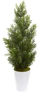 Nearly Natural "27"" Mini Cedar Artificial Pine Tree in Decorative Planter (Indoor/Outdoor)"