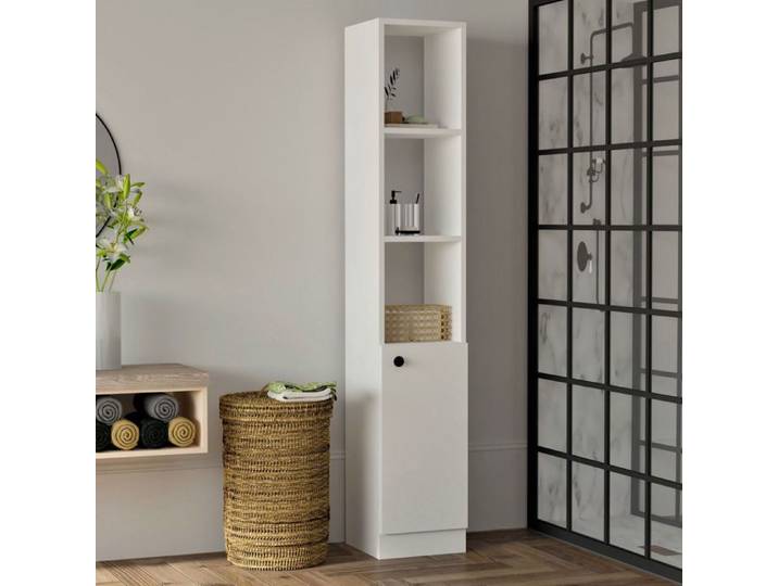 Colonne Leuca Dmora en Bois Mélaminé Blanc 30x30x170h cm
