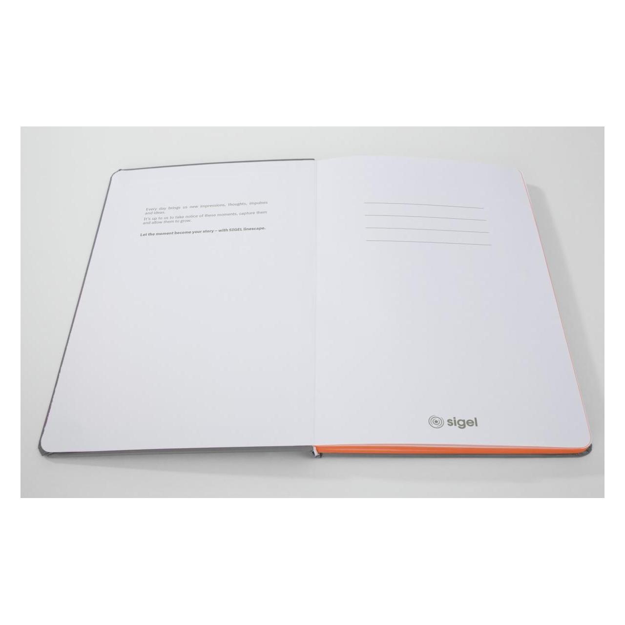 Sigel Notizbuch A5 Linescape hellgrau/orange (A5, Kariert, Harter Einband) (LS200)