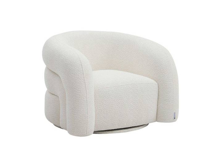 Fauteuil pivotant en tissu bouclette blanc LAPIOTA de Maison Céphy