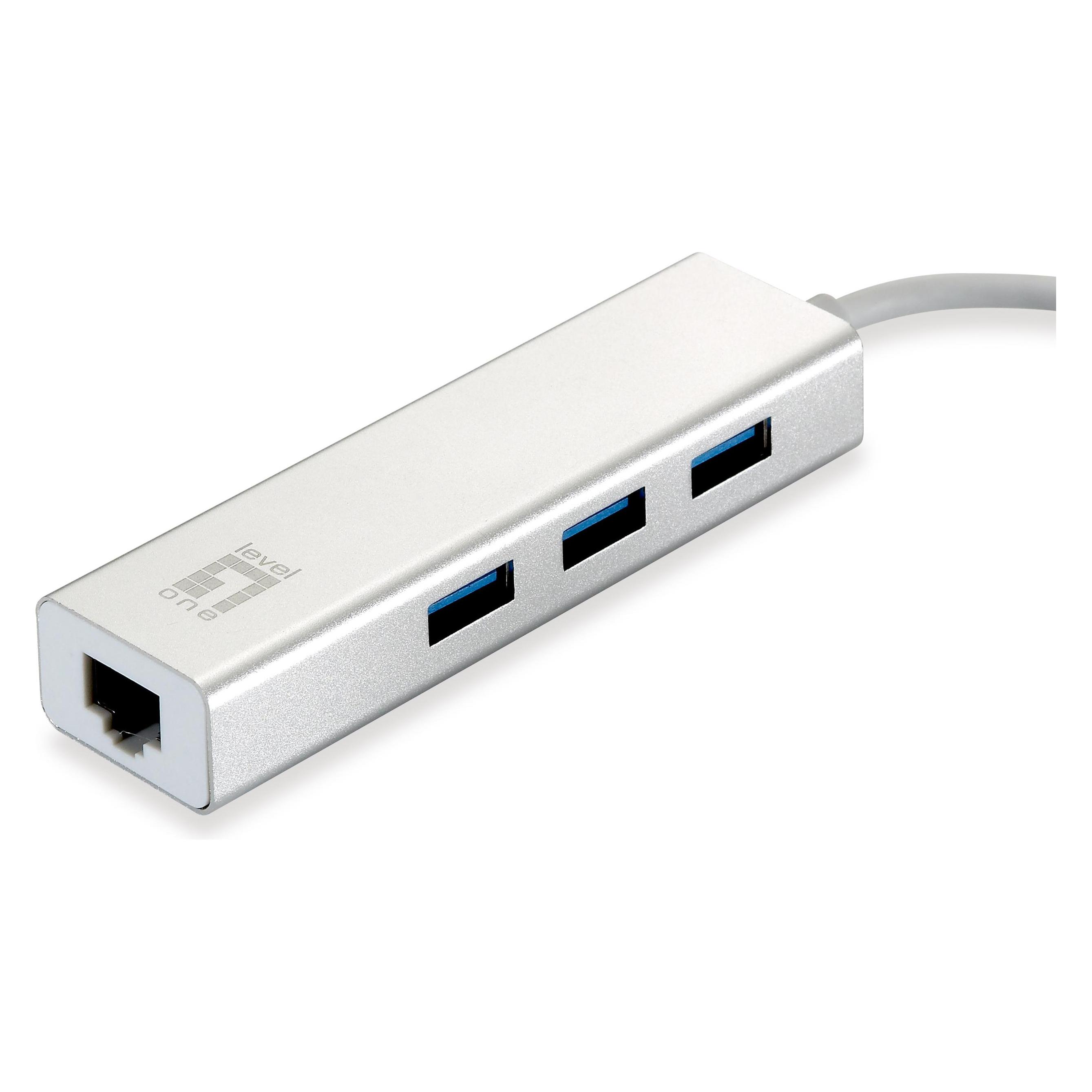LevelOne Adapter USB3.0-> 10/100/1000,3xUSB3.0 si (USB-A, 3 Ports) (USB-0503)