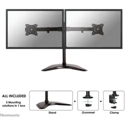 Neomounts Nm-D335dblack (Tisch, 27", 16 kg), Monitor Halterung, Schwarz