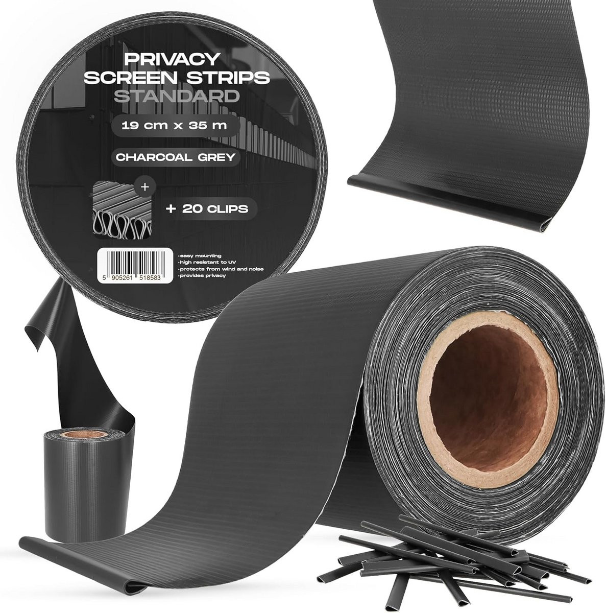 Privacyfolie Hekwerk Antraciet - Windscherm Rol - 19 cm x 35 m