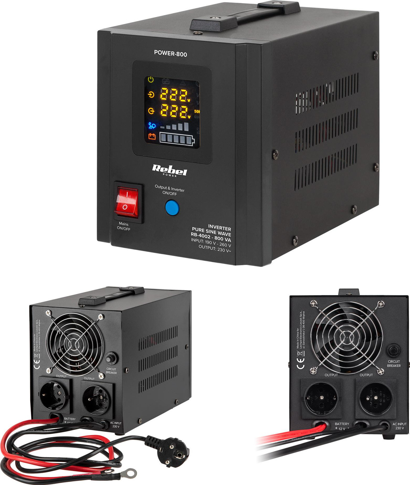 Rebel Power 800 UPS Noodstroomvoorziening 12V/230V