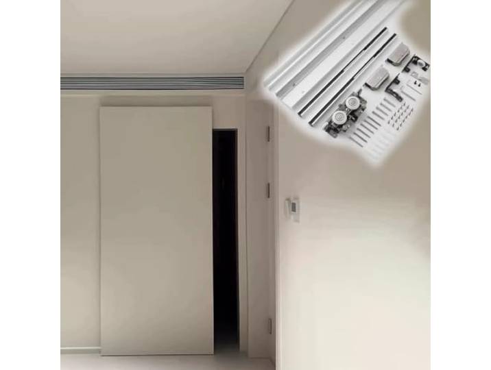 Unsichtbare Tür Hardware-Kit, Verdeckte Laufschiene, Soft-Close-Mechanismus Bidirektionaler Dämpfer, Verdeckter Schwebeeffekt, Alu-Legierungsschiene Für 40-50mm Türen, Schrank/Scheunentür/Bypass
