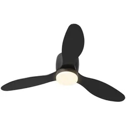 MODFU Deckenventilator mit Beleuchtung und Fernbedienung Schwarz 115x115x20 cm LED 3 Lichtfarben dimmbar 6 Stufen Umkehrmotor Timer ABS Flügel