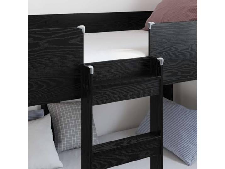 SKTQYQO Etagenbett Eiche Schwarz 75 x 190 cm Mehrschichtiges Holz, langlebig, platzsparend, mit Leisten, leicht zu reinigen