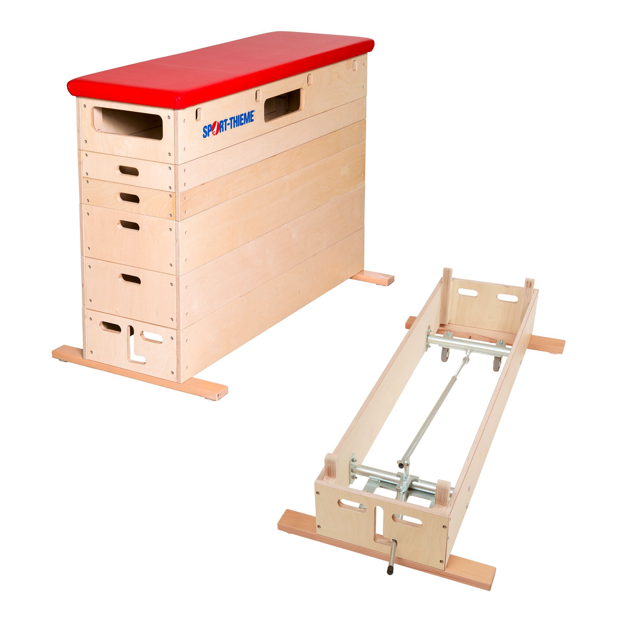 Sport-Thieme Sprungkasten "Multiplex", 6-teilig, Mit Schwenkrolleneinrichtung, Kunstlederbezug, Rot