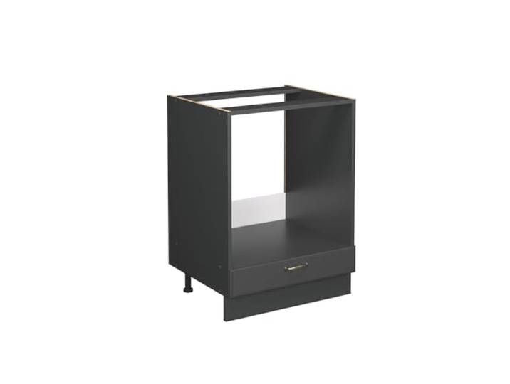 Vicco Herdumbauschrank Fame-Line, Anthrazit-Gold Landhaus, 60 cm MDF-Front · Arbeitsplatte Anthrazit · Höhenverst. Füße · Metallgriffe · Einfache Integration