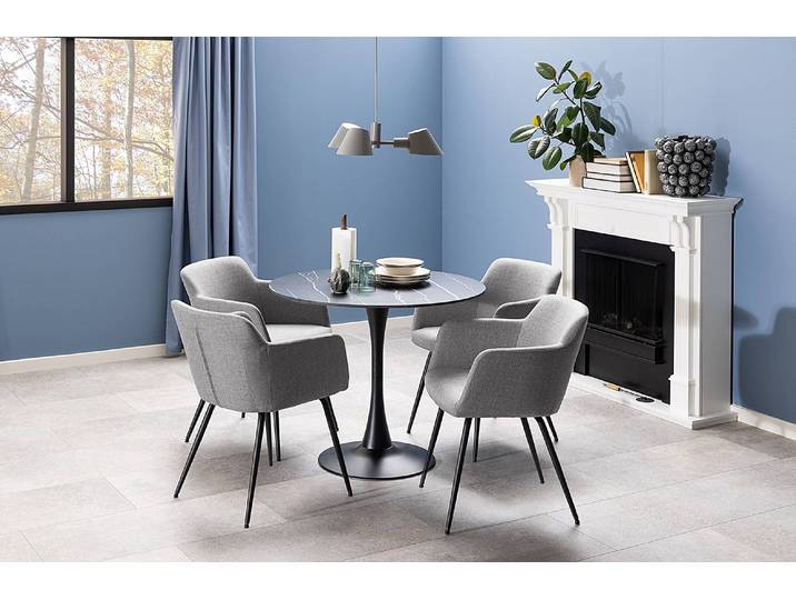home24 Eettafel rond Ø 90cm zwart