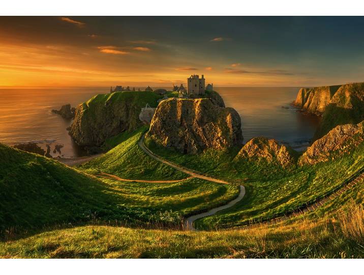 Fototapete PAPERMOON Photo-Art KRZYSZTOF BROWKO, DUNNOTTAR , bunt, B:3m L:2,23m, Vlies, Tapeten, Fototapete