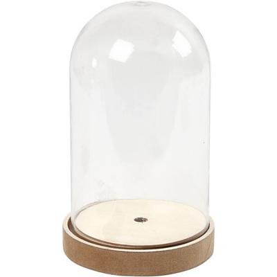 Creativ Company Plastikglas Glocke auf Holzfuß, H 18 cm, D 11 cm