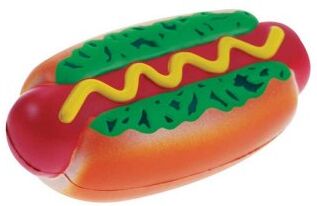 Hot Dog Antistress in poliuretano 10 cm, leggero e colorato Personalizzate o neutre