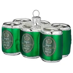Christbaumschmuck Glas 4,5cm Sixpack Bier Figur Handbemalt Weihnachtsbaum Anhänger Weihnachten Christbaumanhänger Weihnachtsbaumschmuck Grün Silber