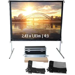 KIMEX - Kofferleinwand 2,43 x 1,83m - Format 4:3 - Leinwand Vorderseite + Leinwand Rückseite